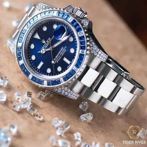 Rolex Submariner Date 116659 SABR 18K White Gold Diamonds Sapphires UNWORN