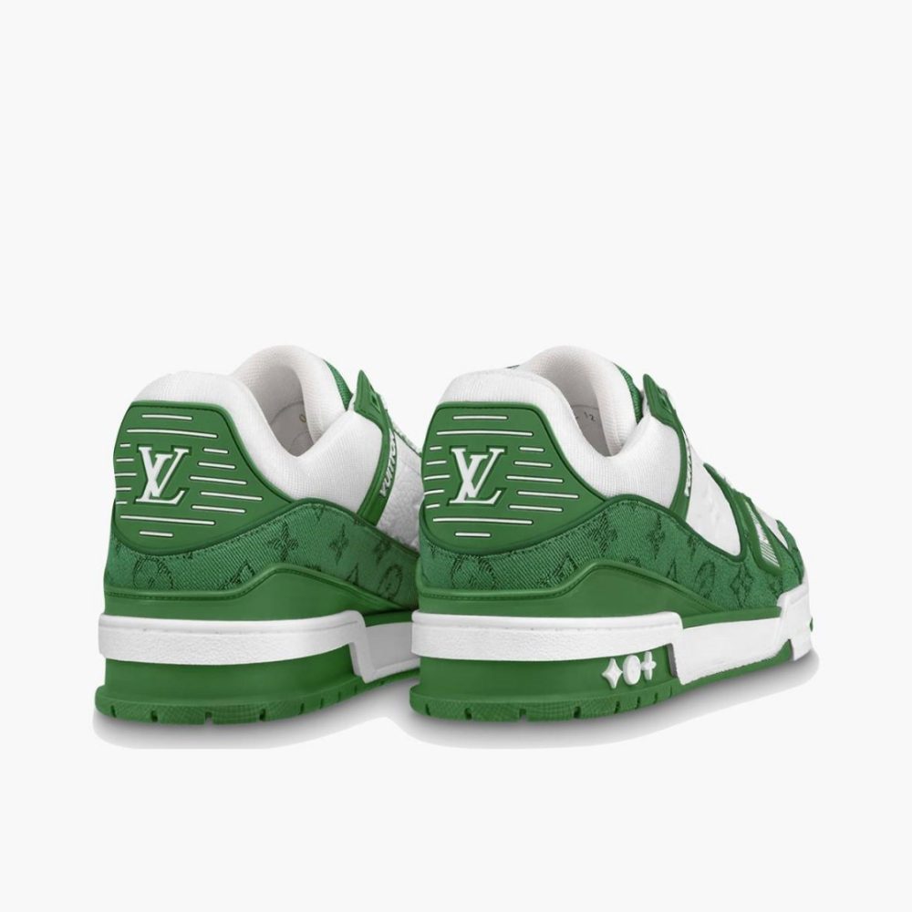 LV Trainer Green Monogram Denim White